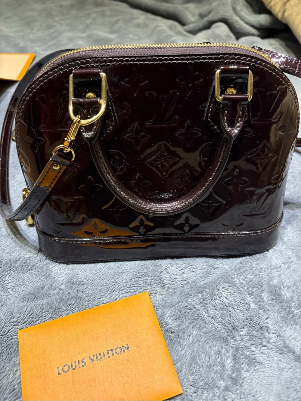 Louis Vuitton Vernis Alma BB Satchel in Deep Bordeaux Patent